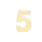3D Marquee Number "5" Warm White 6 LED Lights Gold - Stylish Light-Up Accent for Events 6"
