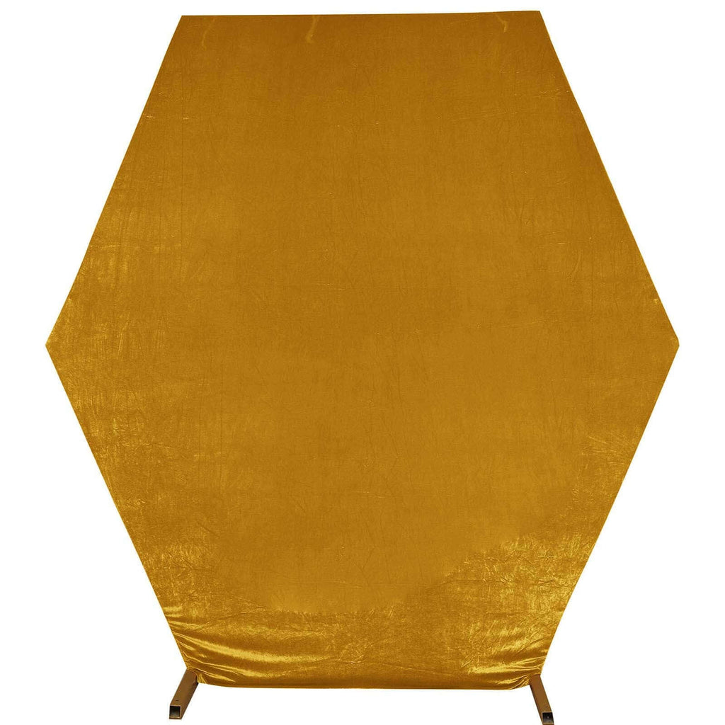 8ftx7ft Metallic Gold Soft Velvet Fitted Hexagon Wedding Arbor Cover