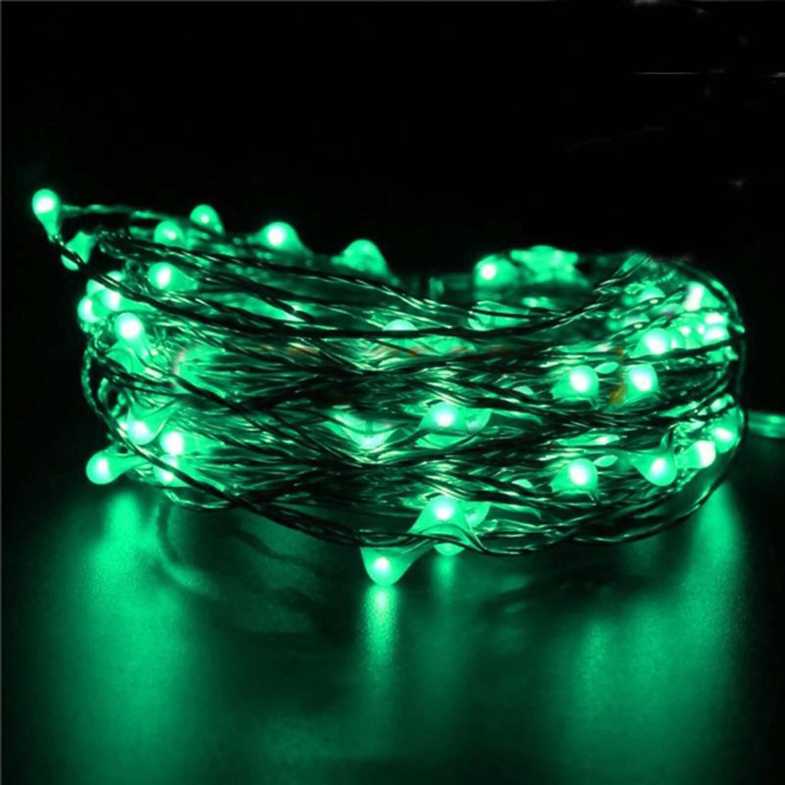 20 LED Micro Fairy String Lights Starry Bright Design Green - Battery Operated Party Accent 90"