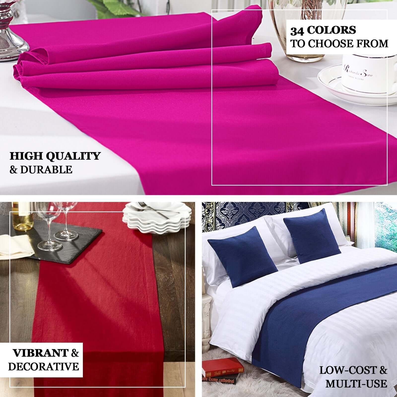 Polyester 12"x108" Table Runner Terracotta (Rust) - Durable & Wrinkle-Resistant Table Decor