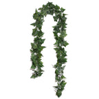 8ft Dark Green UV Protected Artificial Silk Ivy Leaf Garland Vine, Outdoor Indoor