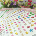 600 Pcs Apple Green Star Shape Stick-On Diamond Rhinestone Stickers, DIY Self Adhesive Craft Gems