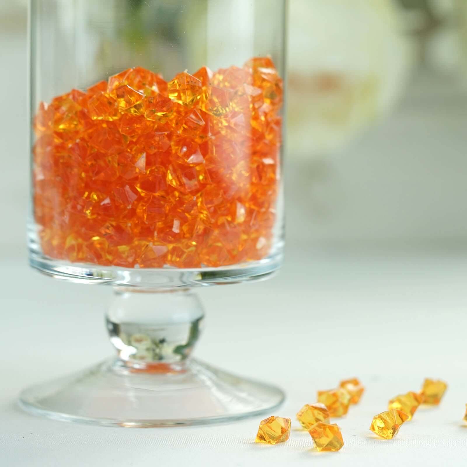 400 Pcs Acrylic Ice Bead Vase Fillers Mini Orange - Chic DIY Craft Crystals for Wedding Centerpieces & Table Styling