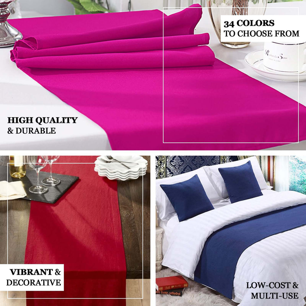 Polyester 12"x108" Table Runner Pink - Durable & Wrinkle-Resistant Table Decor