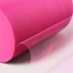 6"x100 Yards Fuchsia Tulle Fabric Bolt, Sheer Fabric Spool Roll For Crafts