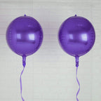 2 Pack 14" 4D Shiny Purple Sphere Mylar Foil Helium or Air Balloons