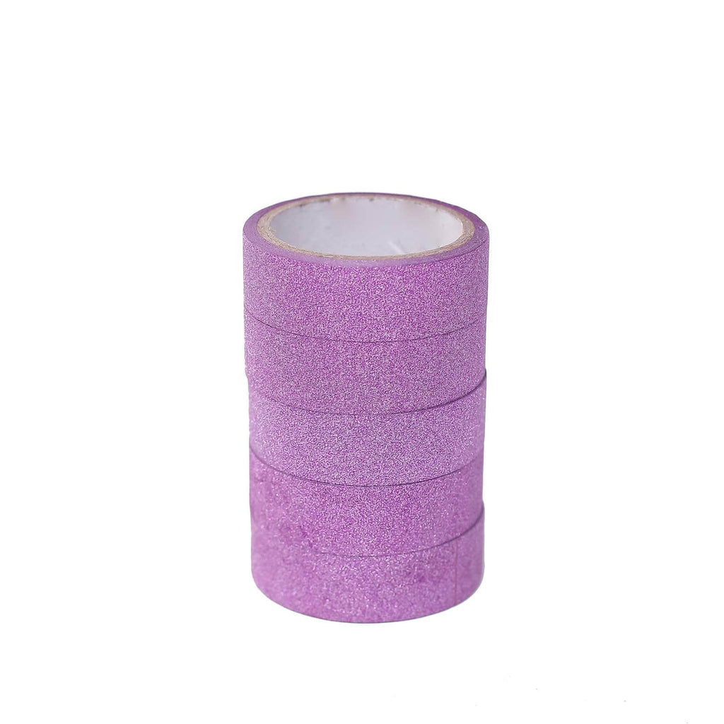 5 Pack 0.5"x5 Yards Purple Washi DIY Craft Glitter Tape