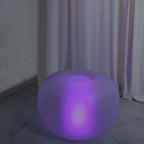22" Color Changing LED Light Up Inflatable Pouf Ottoman, Waterproof Illuminated Remote Battery Operated Furniture