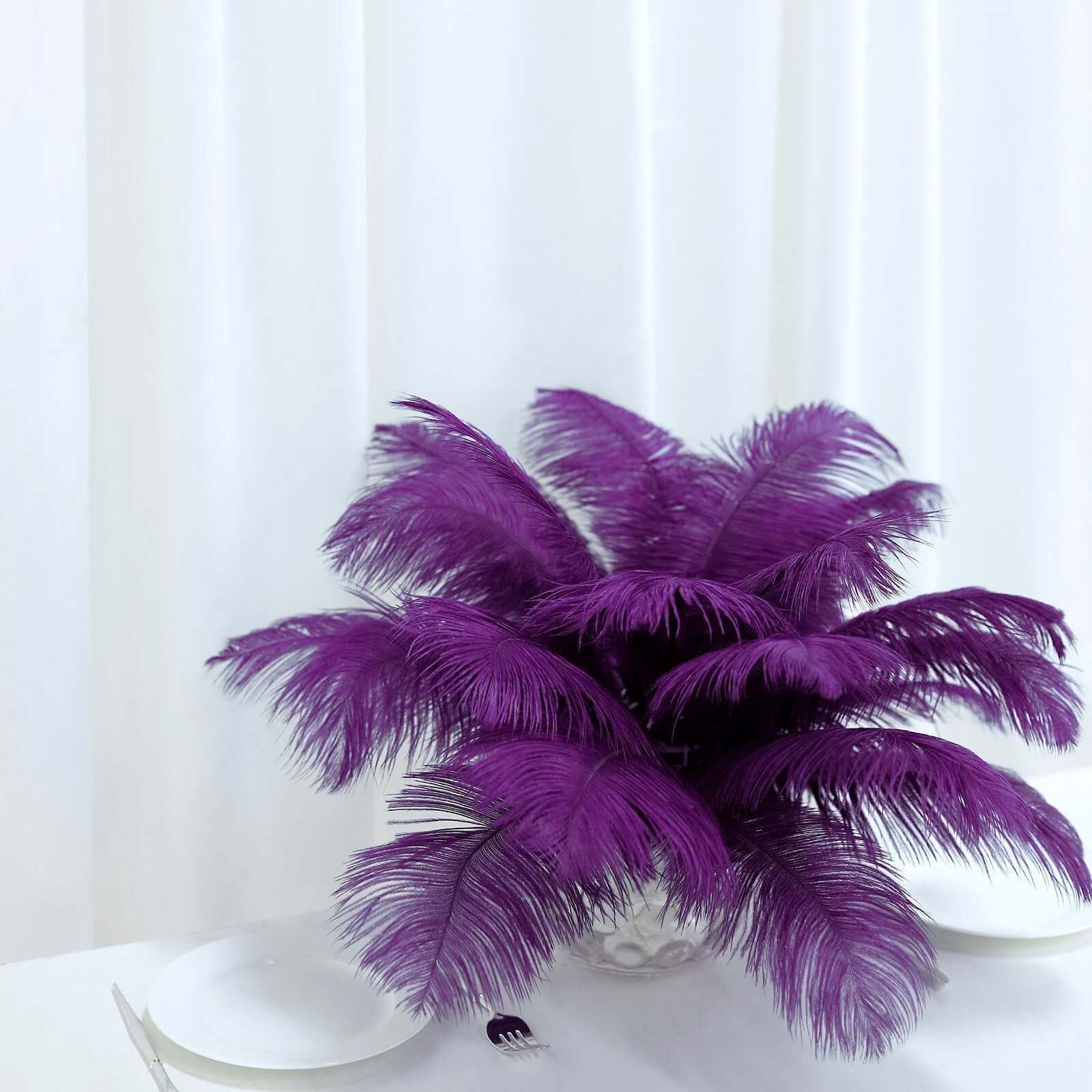 12 Pack 13"-15" Purple Natural Plume Real Ostrich Feathers, DIY Centerpiece Fillers