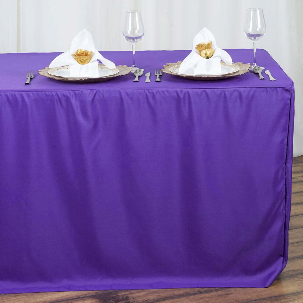 Fitted Polyester 72"x30" Rectangle Tablecloth Purple - Durable and Easy to Maintain Table Cover