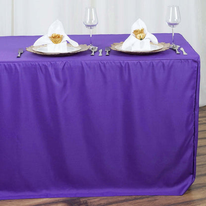 Fitted Polyester 72"x30" Rectangle Tablecloth Purple - Durable and Easy to Maintain Table Cover