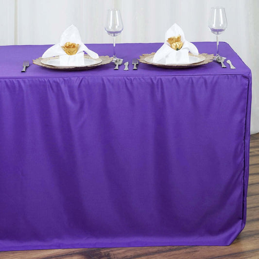 Fitted Polyester 72"x30" Rectangle Tablecloth Purple - Durable and Easy to Maintain Table Cover