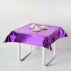 Metallic Foil Tablecloth Square Purple - Stylish Disposable Party Cover 50"x50"