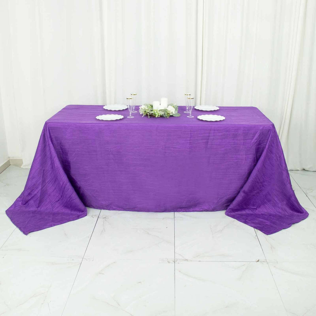 Taffeta 90"x132" Rectangle Tablecloth Purple - Seamless Accordion Crinkle Table Cover