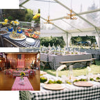 Polyester 90"x156" Rectangle Tablecloth White/Red - Seamless Checkered Buffalo Plaid Table Cover