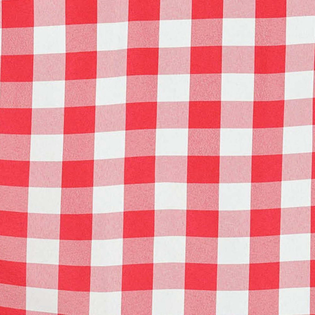 Polyester 90" Round Tablecloth White/Red - Checkered Buffalo Plaid Table Cover