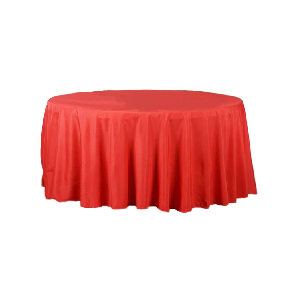 Polyester 120" Round Tablecloth Red - Seamless Wrinkle-Resistant Table Cover