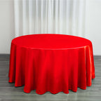 Satin 120" Round Tablecloth Red - Stylish Seamless Table Cover