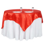 Satin 60"x60" Table Overlay Square Tablecloth Red - Smooth Silky Touch Table Cover