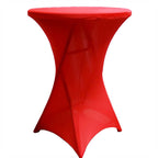Spandex 30" Round Cocktail Table Cover Red - Easy to Maintain Stretch Fitted Highboy Tablecloth