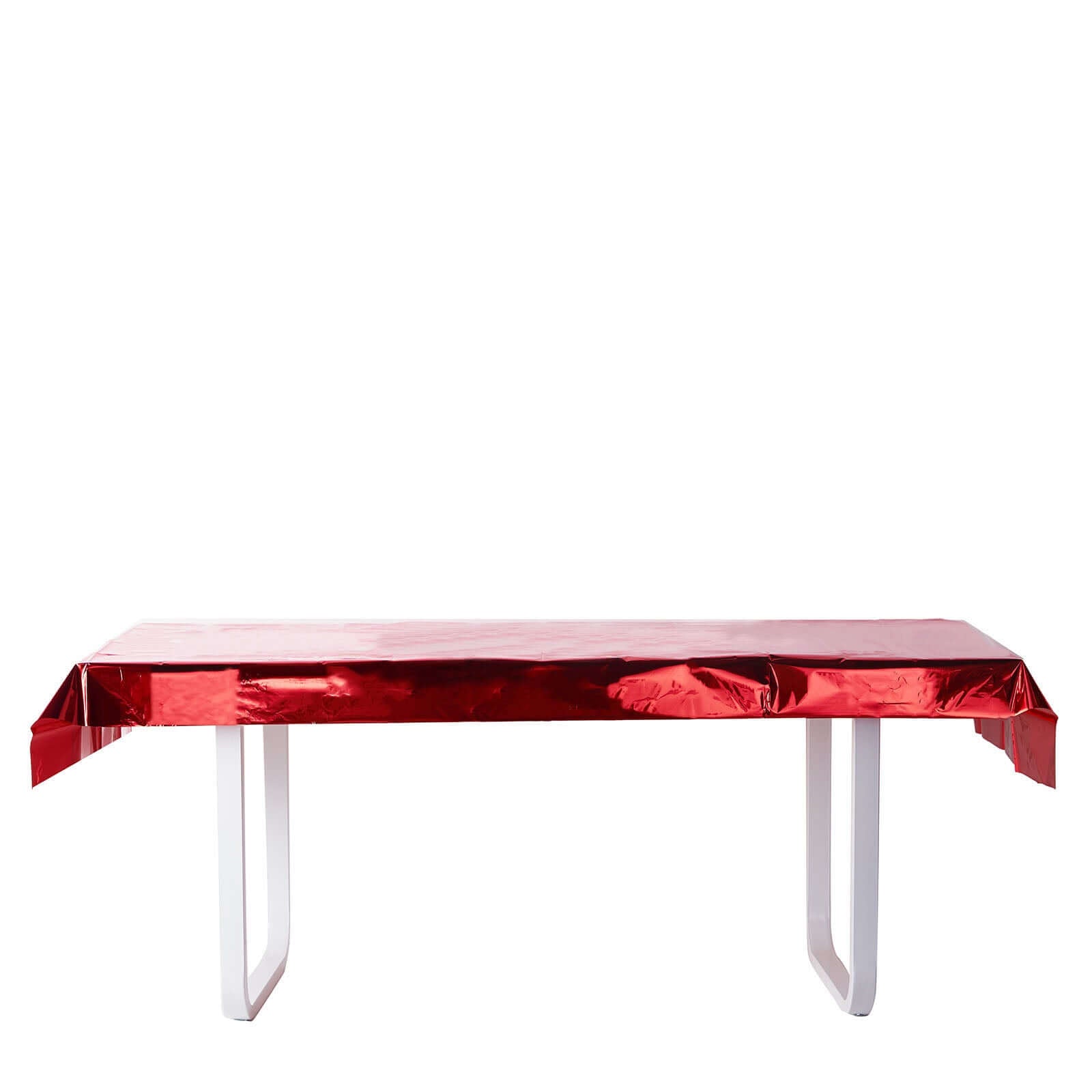 Metallic Foil Tablecloth Rectangle Red - Decorative Disposable Table Cover 40"x90"