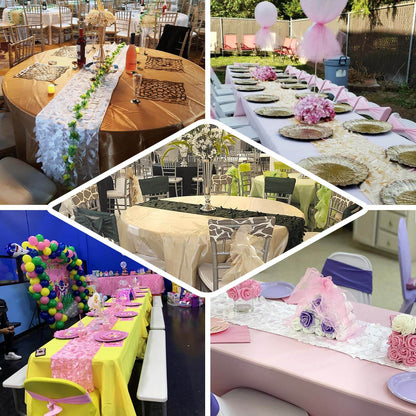 Taffeta Fabric 12"x108" Table Runner Red - 3D Leaf Petal Design