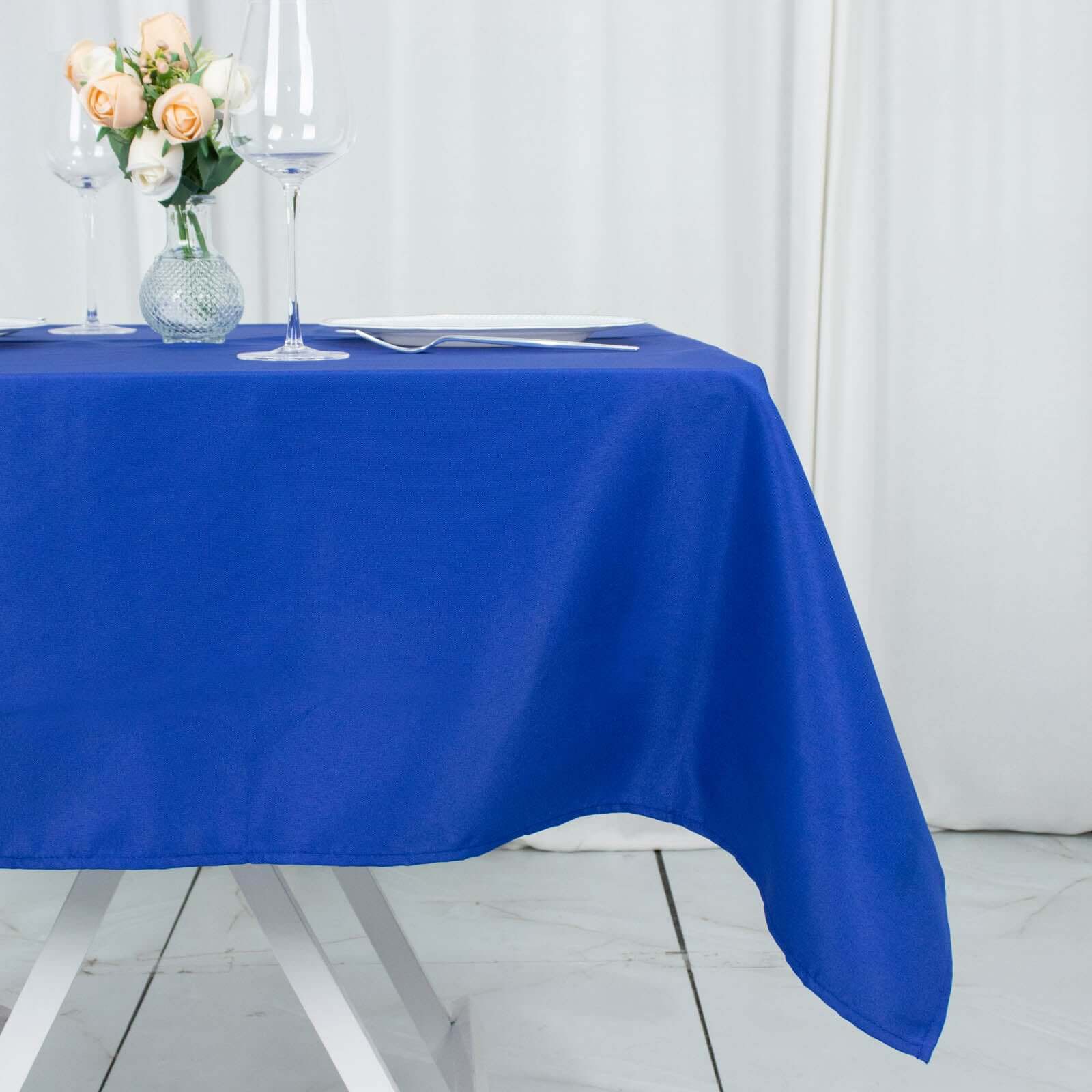 Premium Polyester 54"x54" Table Overlay Square Tablecloth Royal Blue - Stain and Wrinkle-Resistant 220GSM Table Topper