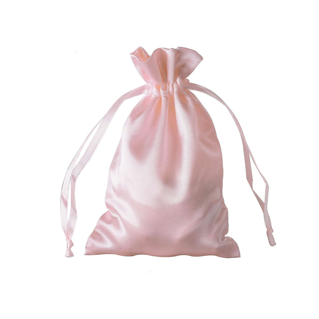 12 Pack 5"x7" Blush Satin Drawstring Wedding Party Favor Gift Bags, Drawstring Pouch Gift Bags