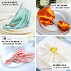5 Pack Satin 20"x20" Napkins Nude - Luxurious Shine & Smooth Dinner Napkins
