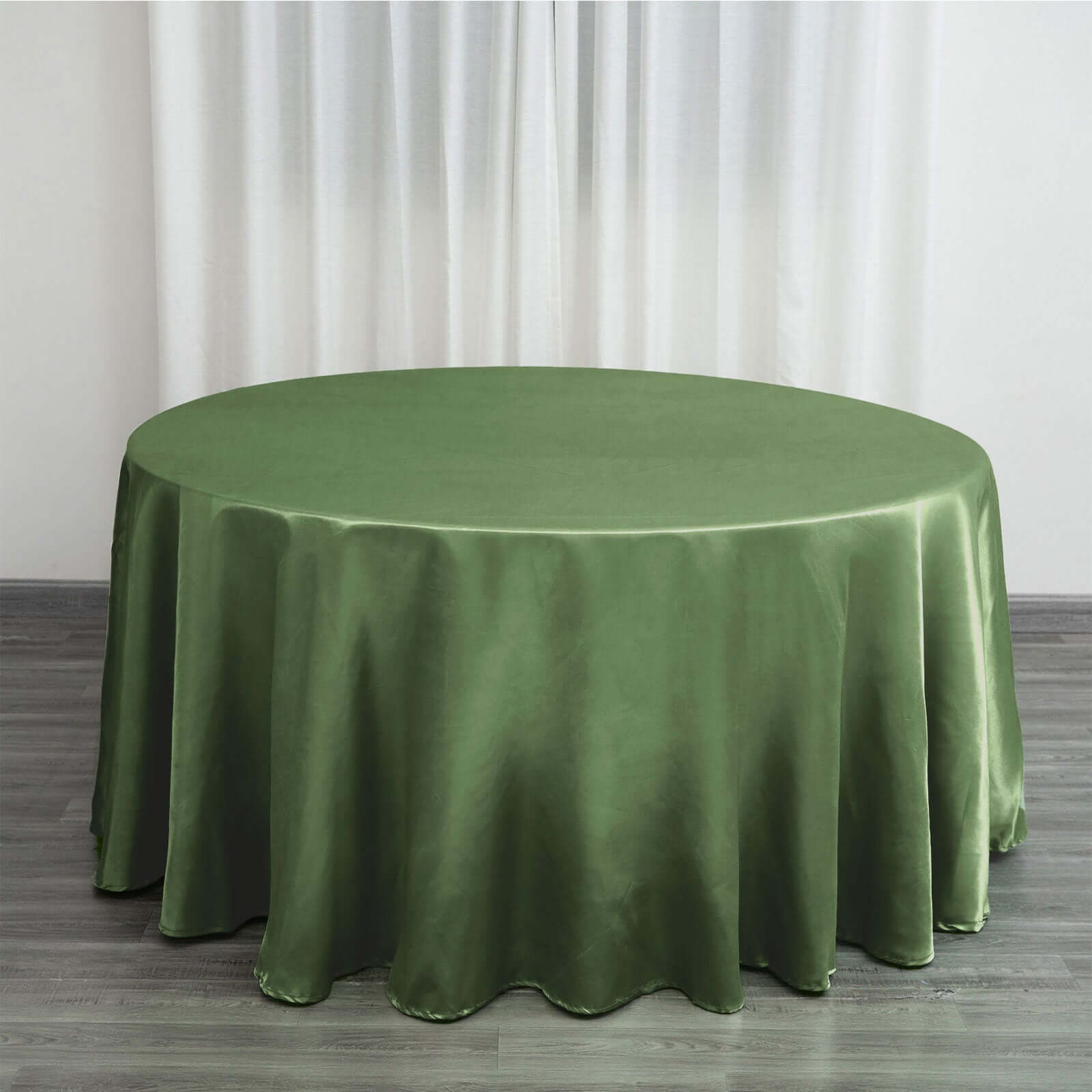 Satin 120" Round Tablecloth Olive Green - Stylish Seamless Table Cover