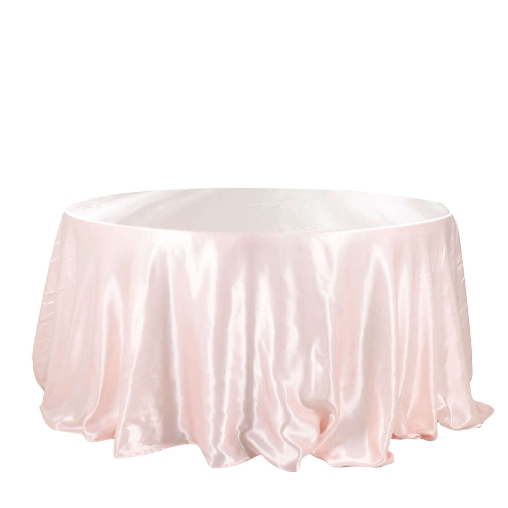 Satin 132" Round Tablecloth Blush - Stylish Seamless Table Cover