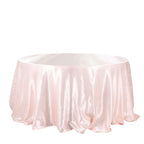 Satin 132" Round Tablecloth Blush - Stylish Seamless Table Cover