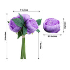 5 Flower Head Lavender Lilac Peony Bouquet Artificial Silk Peonies Spray