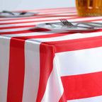 Satin 90"x156" Rectangle Tablecloth Red/White - Stripe Design with Seamless Finish Table Cover