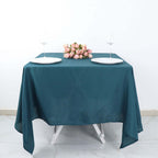 Polyester Square 70"x70" Tablecloth Peacock Teal - Wrinkle-Resistant & Durable Table Cover