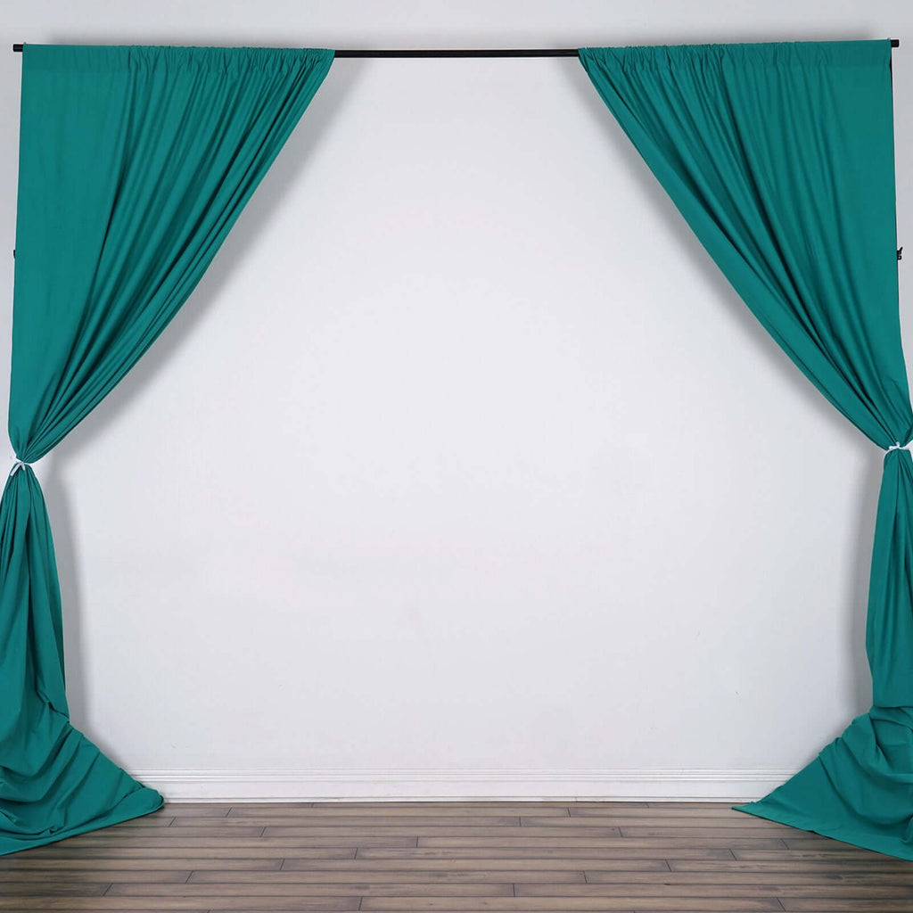 2 Pack Turquoise Scuba Polyester Event Curtain Drapes, Durable Flame Resistant Backdrop Event Panels Wrinkle Free with Rod Pockets - 10ftx10ft
