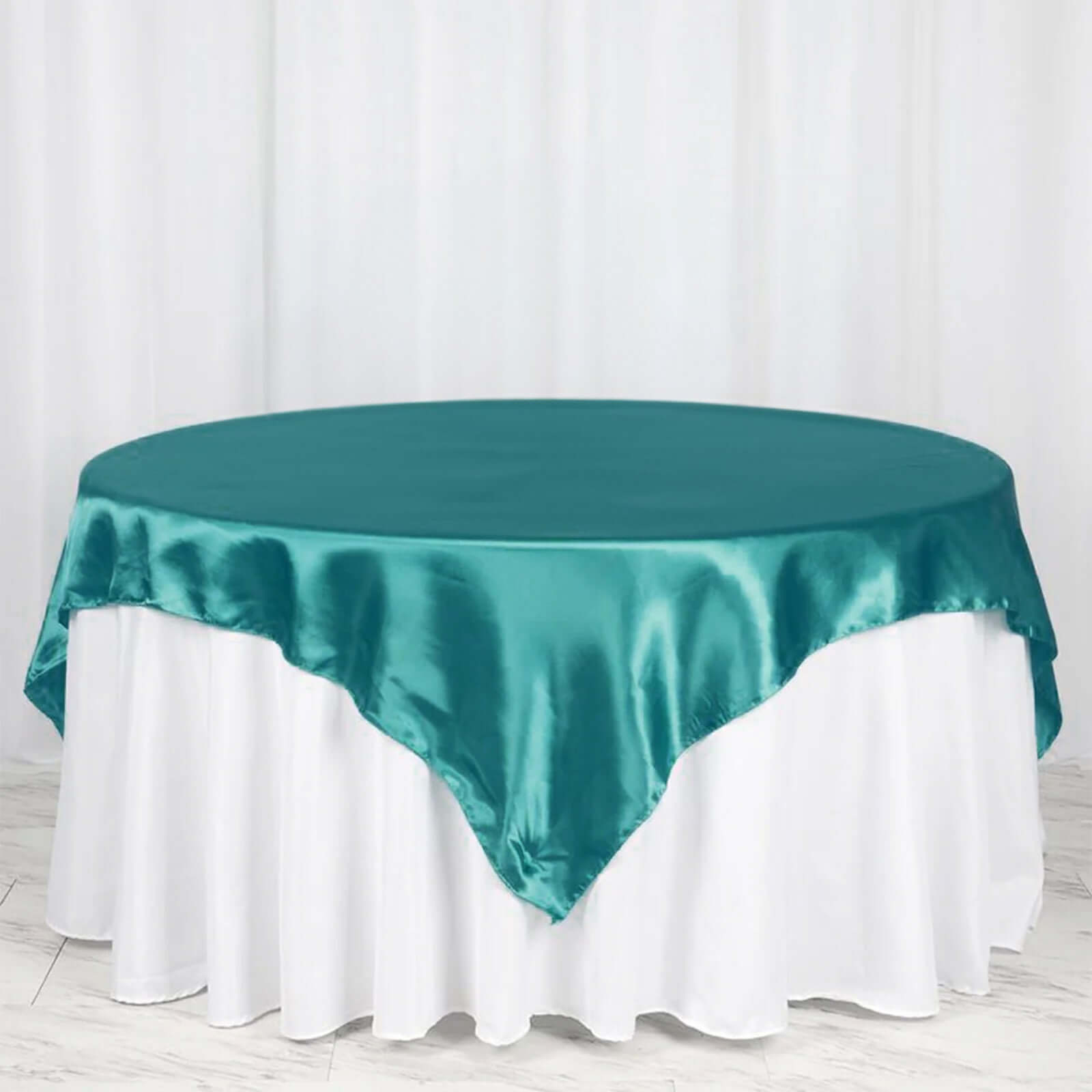 Satin 72"x72" Table Overlay Square Tablecloth Turquoise - Smooth Finish Table Cover