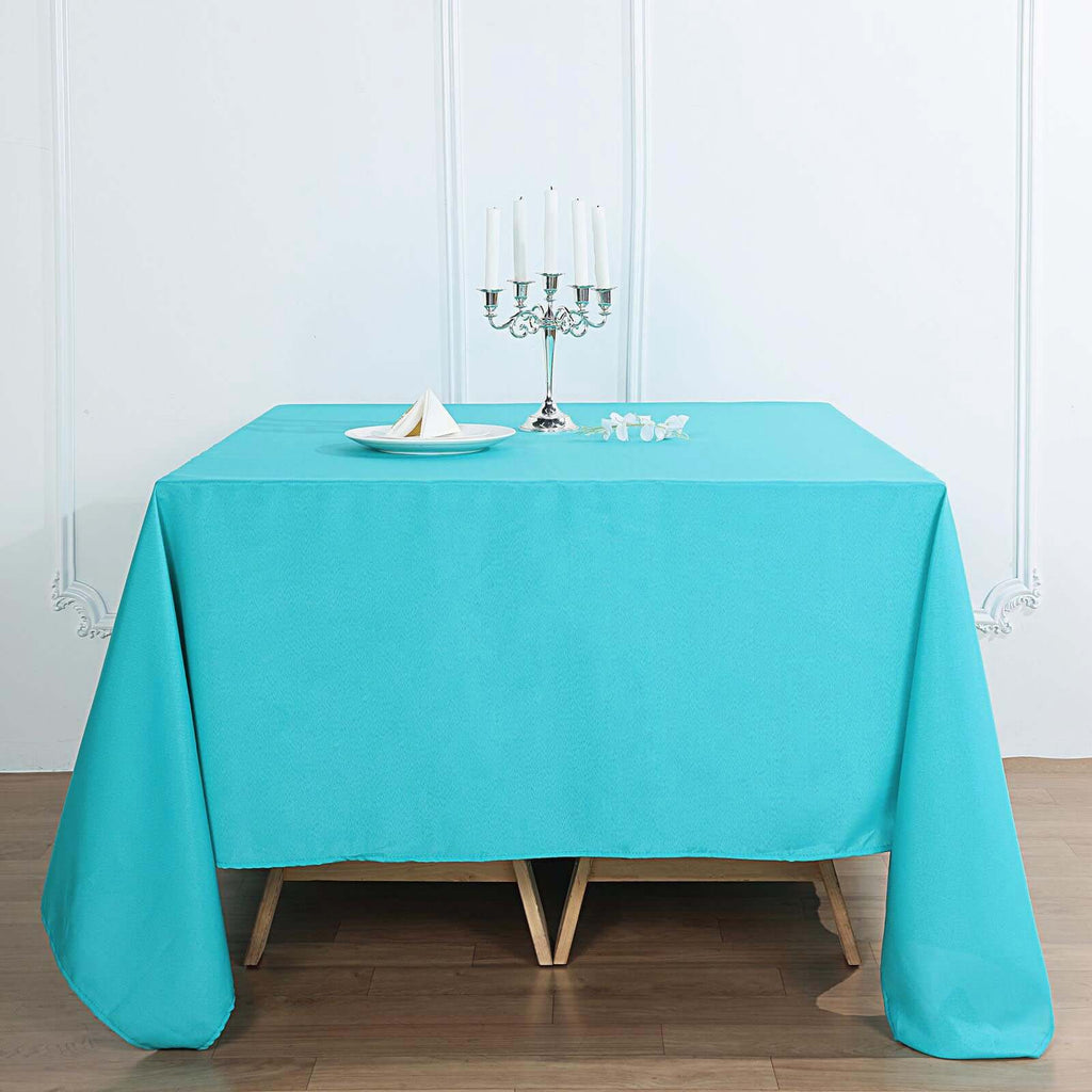 Polyester Square 90"x90" Tablecloth Turquoise - Wrinkle-Resistant & Durable Table Cover