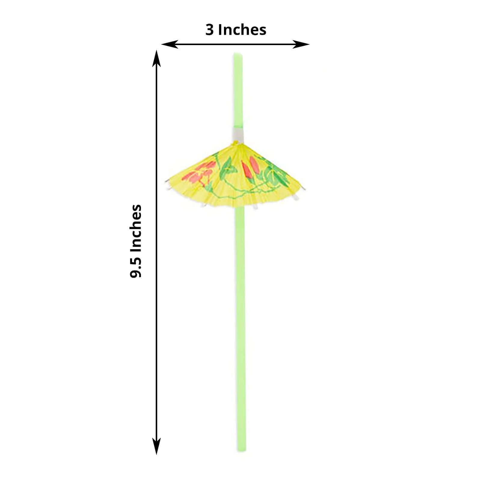 50-Pack Umbrella Drinking Straws Multi-Colored - Fun Disposable Straws for Tropical Parties 10"