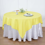 Polyester 70"x70" Table Overlay Square Tablecloth Yellow - Wrinkle-Resistant & Durable Table Cover