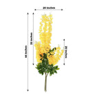 5 Pack 44" Silk Hanging Wisteria Flower Garland Vines in Yellow, 3 Strands in 1 Bush