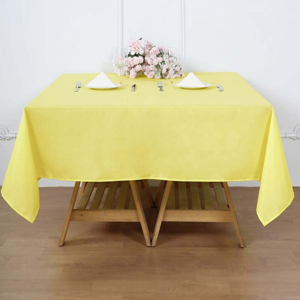 Polyester Square 70"x70" Tablecloth Yellow - Wrinkle-Resistant & Durable Table Cover