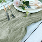 Gauze Cheesecloth 10ft Table Runner Dusty Sage Green - Rustic Boho Style