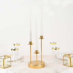 Vintage Candelabra 3 - Arm Taper Candle Holder Gold Metal Wedding Table Centerpiece - Stylish Tabletop Accent 10" - Bell Racket Store