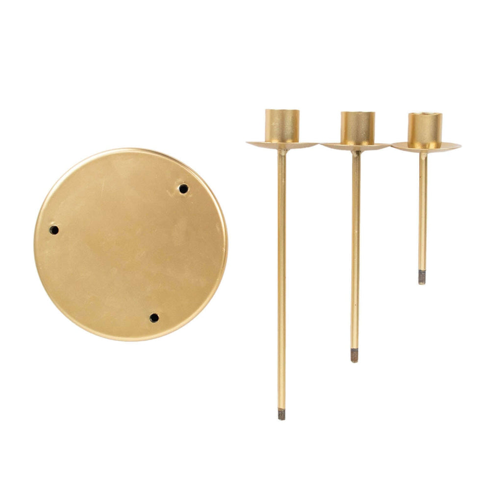 Vintage Candelabra 3 - Arm Taper Candle Holder Gold Metal Wedding Table Centerpiece - Stylish Tabletop Accent 10" - Bell Racket Store