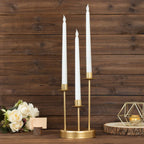 Vintage Candelabra 3 - Arm Taper Candle Holder Gold Metal Wedding Table Centerpiece - Stylish Tabletop Accent 10" - Bell Racket Store