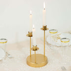 Vintage Candelabra 3 - Arm Taper Candle Holder Gold Metal Wedding Table Centerpiece - Stylish Tabletop Accent 10" - Bell Racket Store