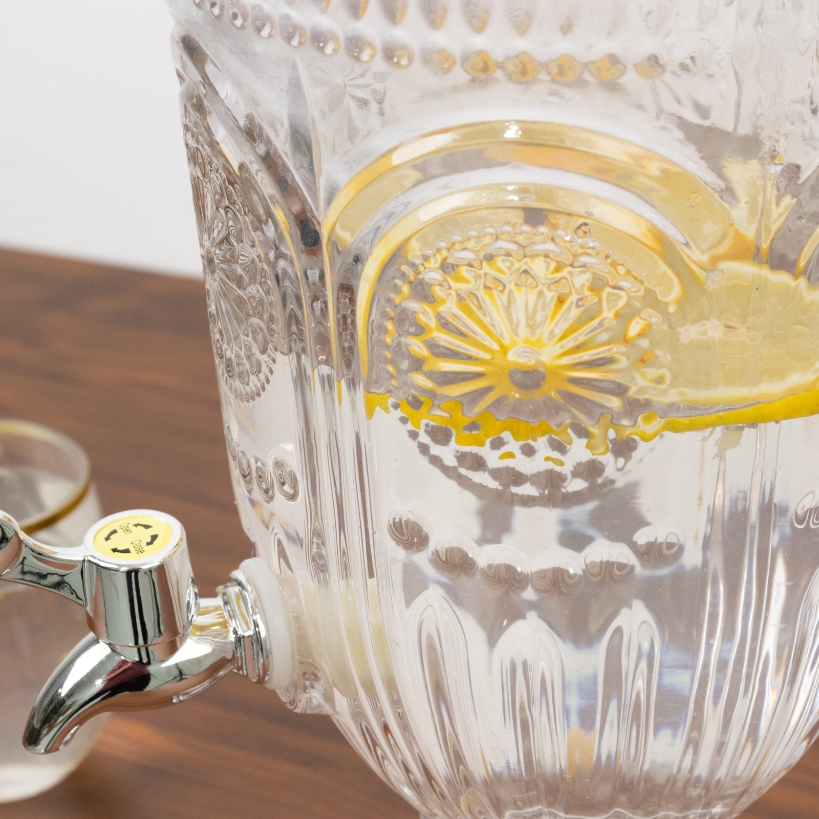 Vintage Cut Crystal Glass Drink Dispenser with Lid & Spigot â€“ Tall Beverage Server, Vertical Panel & Floral Design, 3L - Bell Racket Store