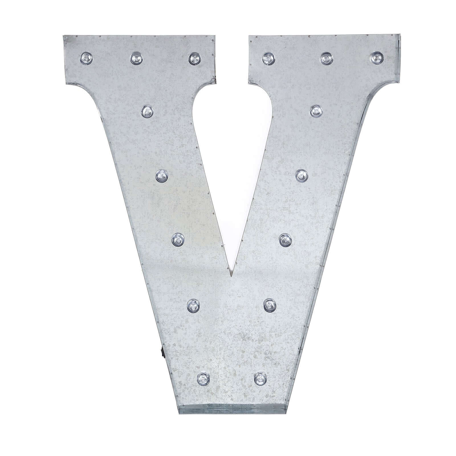 20" Vintage Galvanized Metal Marquee Letter Lights Cordless With 16 Warm White LED