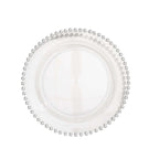 10-Pack Clear Plastic Dessert Plates â€“ 8" Round with Silver Beaded Rim, Disposable for Parties & Events